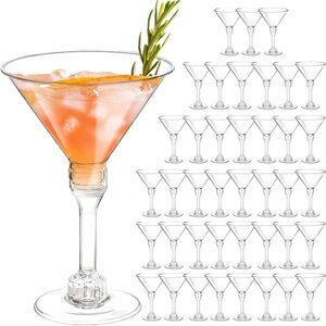 NEW 40 COUNT Elegant Clear Martini plastic set